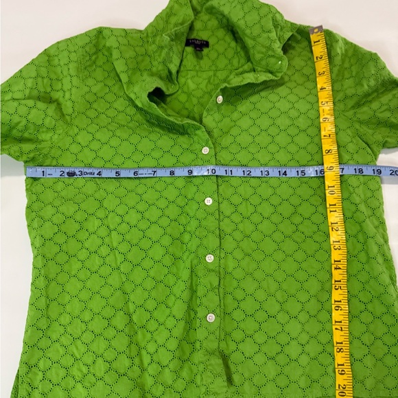 Talbots Green Button-Up Eyelet Detail button up Shirt in size MP - Picture 6 of 10